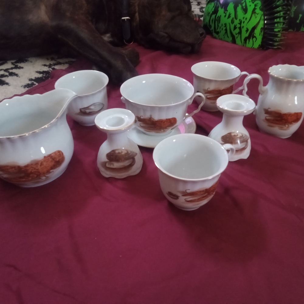 Pattern 115 / Lobster / Crayfish /Classic White and Brown Serveware Collection